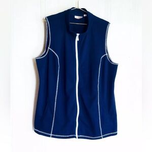 Quacker Factory Women’s‎ Navy Vest Size Large Full Zip Rhinestone Embellished